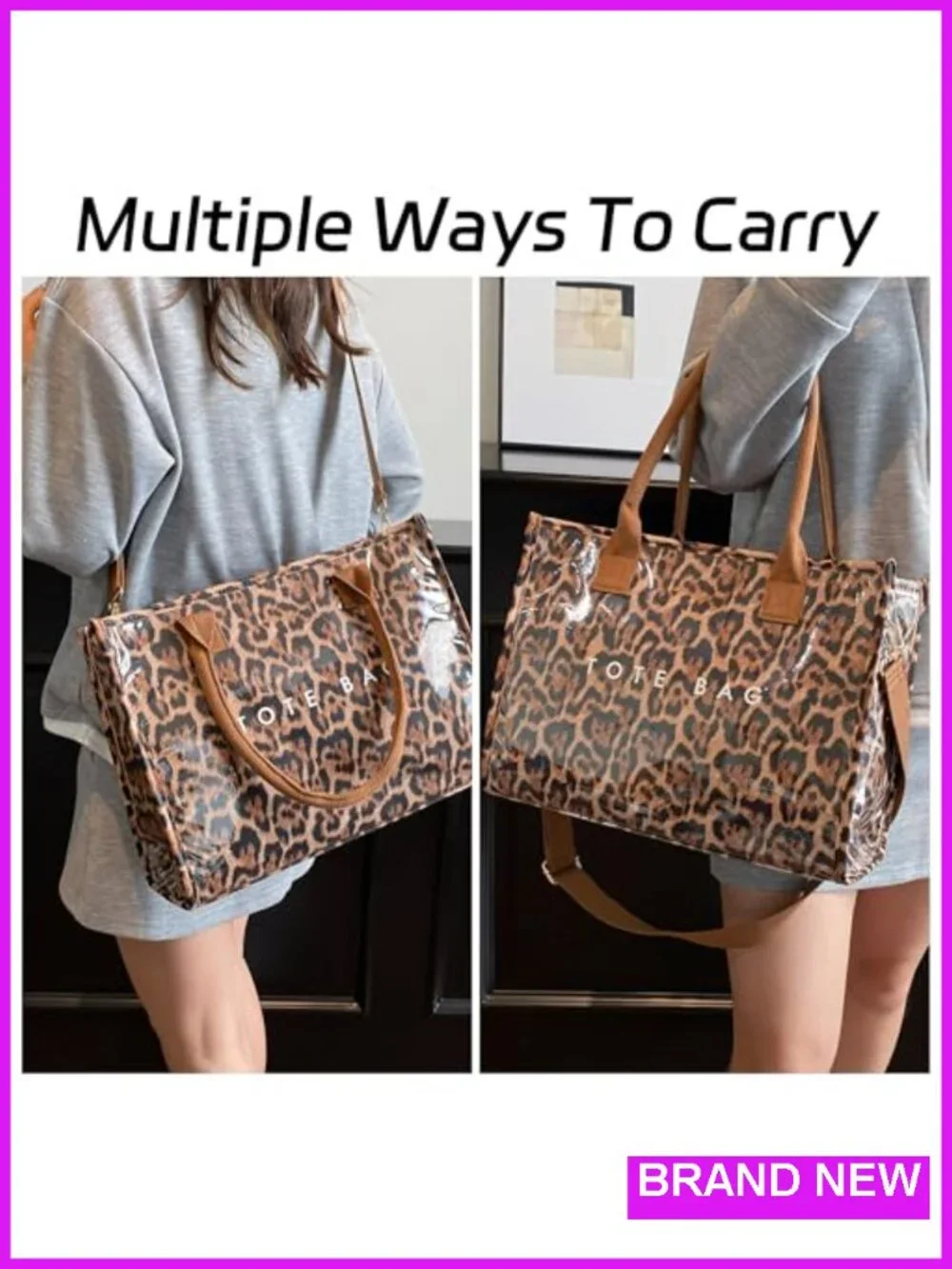 Women's Kraft Paper Tote Bag Waterproof PVC Large Shoulder Hobo with Strap